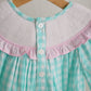 Mint christmas nutcracker hand smocked gingham dress