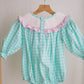 Mint christmas nutcracker hand smocked gingham bubble