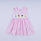 Pink princess hand smocked plaid dress