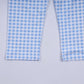 Blue gingerbread hand smocked gingham pants set