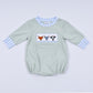 Sage cow hand smocked bubble