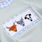 Sage cow hand smocked bubble