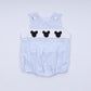 Blue character hand smocked gingham bubble