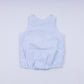Blue character hand smocked gingham bubble