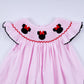 Red character hand smocked plaid ruffle dress