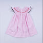 Red character hand smocked plaid ruffle dress