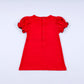 Red character hand smocked dress