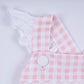 Pink character hand smocked gingham ruffle dress