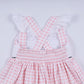 Pink character hand smocked gingham ruffle dress
