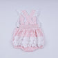 Pink character hand smocked gingham ruffle bubble