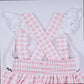 Pink character hand smocked gingham ruffle bubble
