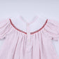 Red gingerbread hand smocked ruffle pants set