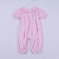 Pink christmas tree hand smocked ruffle romper