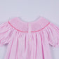 Pink christmas tree hand smocked ruffle romper