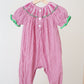Pink joy hand smocked girl gingham romper