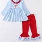 Santa milk cookies applique girl set