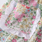 Floral print bunny embroidery smocked girl dress