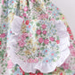 Floral print bunny embroidery smocked girl set