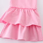 Floral print bunny embroidery smocked girl set