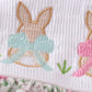 Floral print bunny embroidery smocked girl bubble