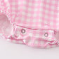 Pink tractor embroidery plaid girl bubble