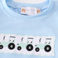 Blue tractor embroidery boy set