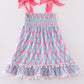 Blue ribbon lace charm smocked mom&me dress
