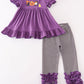 Halloween pumpkin ghost applique girl set