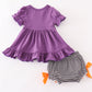 Halloween pumpkin ghost applique girl bloomers set