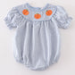 Blue woven check pumpkin embroidery girl bubble