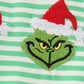 Green stripe christmas grinch girl romper