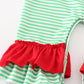 Green stripe christmas grinch girl romper