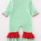 Green stripe christmas grinch girl romper
