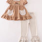 Khaki thanksgiving turkey god is great embroidery girl set