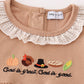 Khaki thanksgiving turkey god is great embroidery girl set