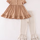 Khaki thanksgiving turkey god is great embroidery girl set