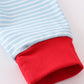 Blue stripe santa claus embroide boy set