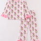 Pink stripe cindy lou who print girl pajamas