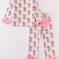 Pink stripe cindy lou who print girl pajamas