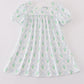 Green leaves bow print mom&me dress