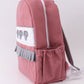 Red Alabama embroidery gingham ruffle backpack