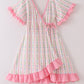 Pink floral print mom ruffle dress