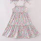 Mint pink floral print mom&me tiered dress