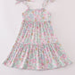 Mint pink floral print mom&me tiered dress