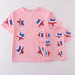 Pink star sequin mom&me top