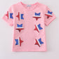 Pink star sequin mom&me top