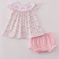Pink Bow Embroidered Bow Bloomer Set