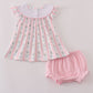 Pink Bow Embroidered Bow Bloomer Set