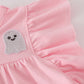 Pink ghost pumpkin sequin ruffle dress