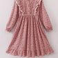 Floral corduroy lace ruffle mom dress